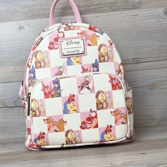 Loungefly Disney Best Friends Rose Checkered Mini Backpack - Picture 1 of 4